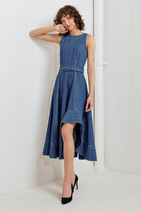 POET’S MUSE DENIM WOVEN MIDI DRESS