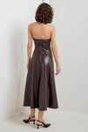 ESPRESSO DIVA FAUX LEATHER MIDI DRESS