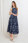 DUSK ROSE WOVEN DENIM MIDI DRESS