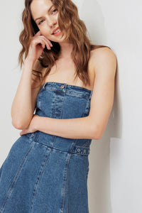MIDNIGHT STRUCTURE DENIM MIDI DRESS
