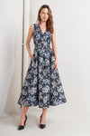 LUX BLOOMING WOVEN JACQUARD MIDI DRESS