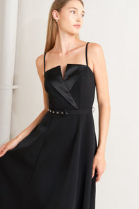 MIDNIGHT TUX WOVEN MIDI DRESS