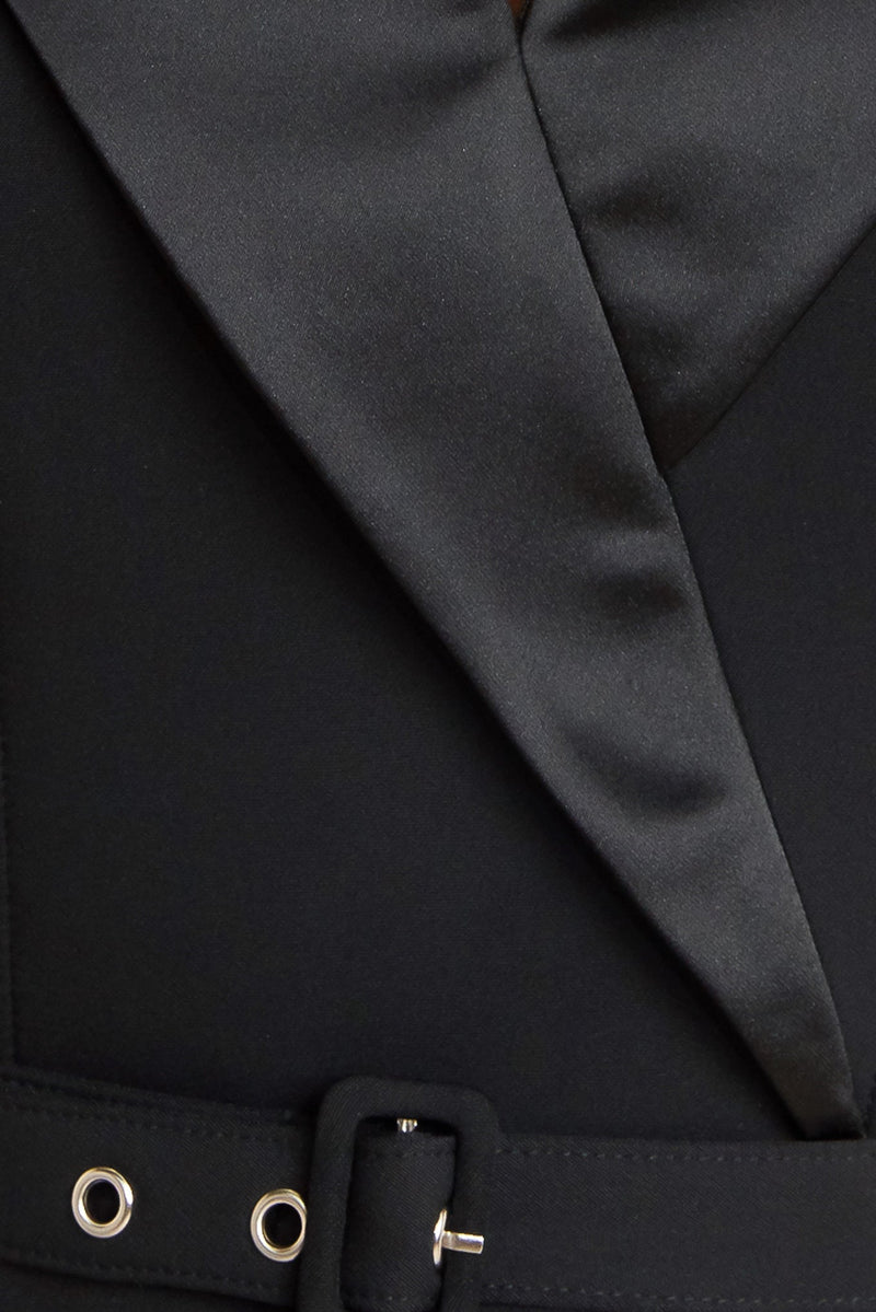 MIDNIGHT TUX WOVEN MIDI DRESS