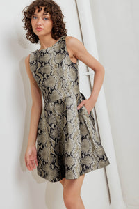 SNAKE GLAM FAUX LEATHER MINI DRESS