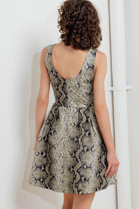 SNAKE GLAM FAUX LEATHER MINI DRESS