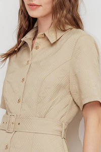 NEUTRAL CHIC WOVEN MIDI DRESS