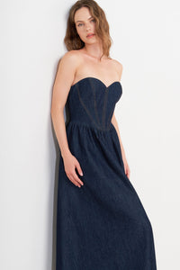 VINTAGE SIREN DENIM MIDI DRESS