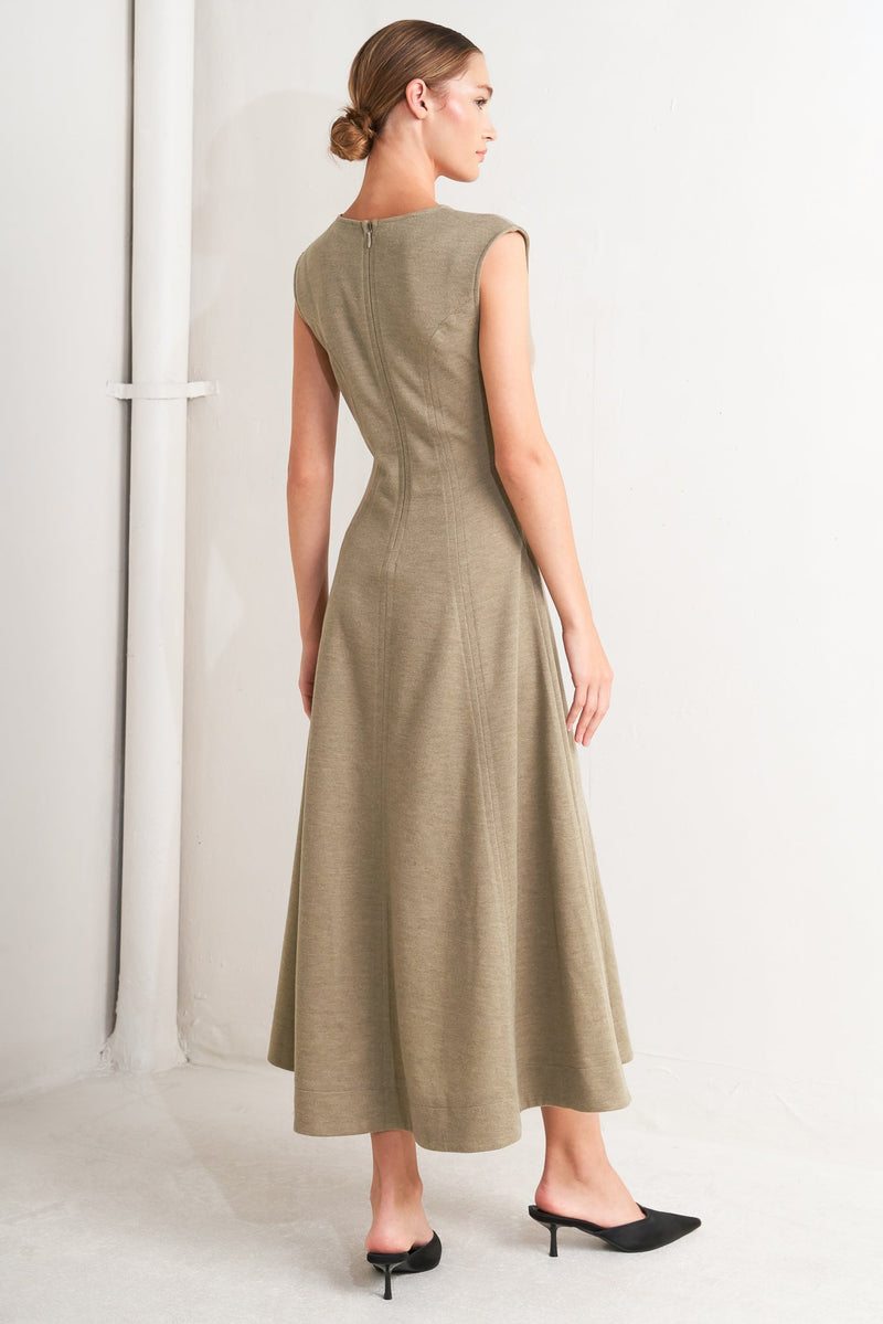 SOPHISTICATED SIMPLICITY WOVEN KNIT MIDI DRESS