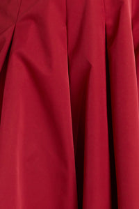 CRIMSON TWIRL WOVEN MIDI DRESS