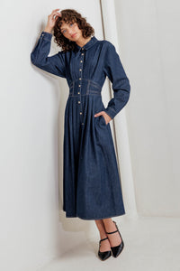 VINTAGE BLUES DENIM MIDI DRESS