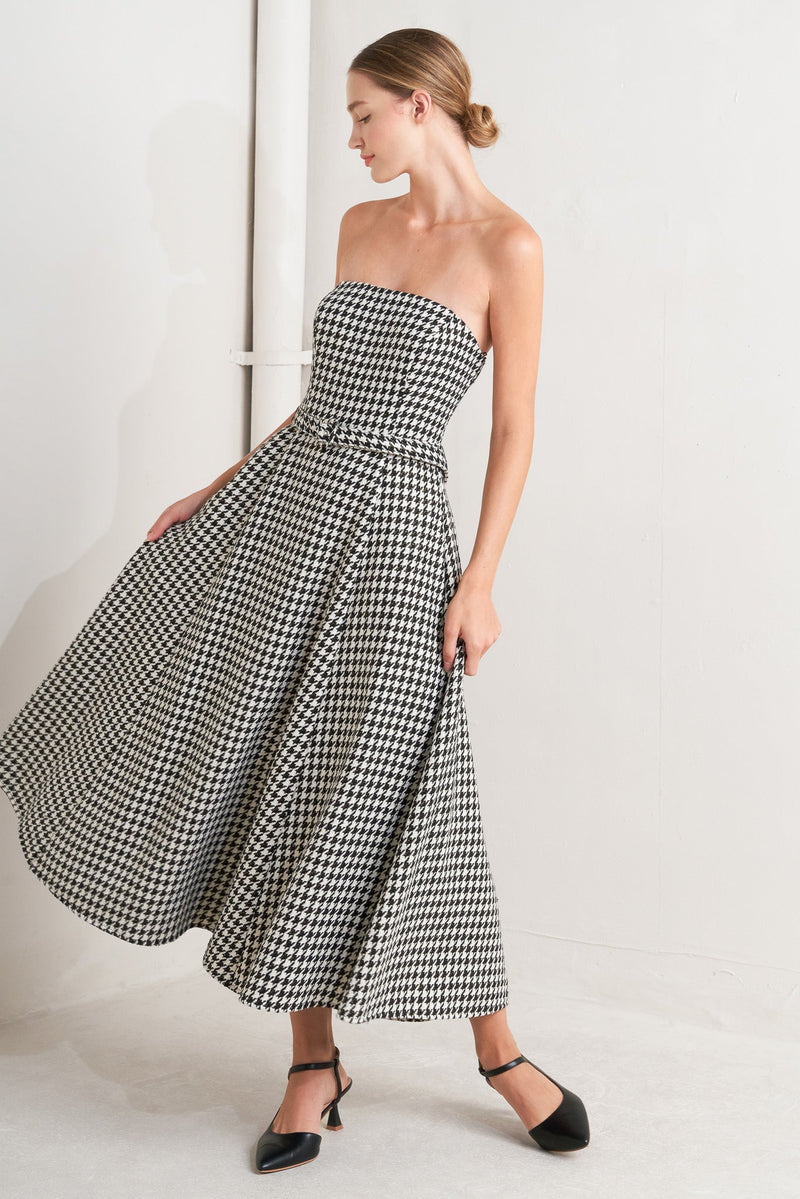MONOCHROME BALLET WOVEN MIDI DRESS