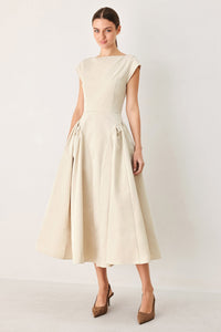 POLISHED OCCASION WOVEN MIDI DRESS