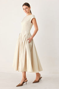 POLISHED OCCASION WOVEN MIDI DRESS