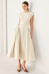 POLISHED OCCASION WOVEN MIDI DRESS