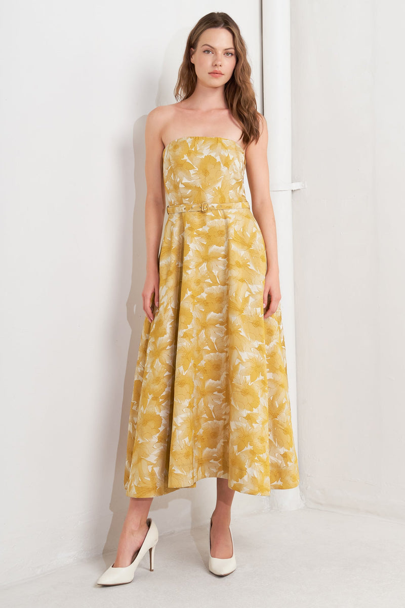VERA BLOOM JACQUARD MIDI DRESS
