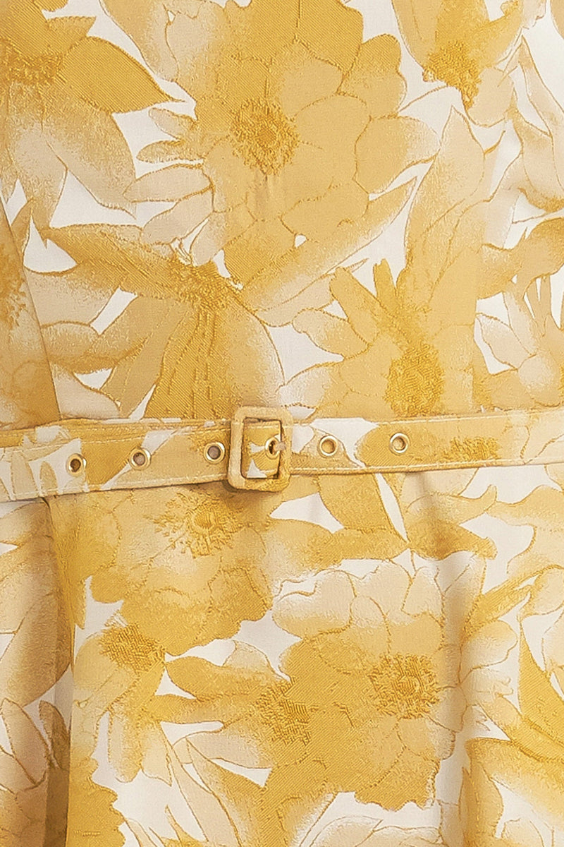 VERA BLOOM JACQUARD MIDI DRESS