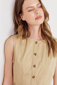 NATURE’S GENTLE SONG BEIGE WOVEN MIDI DRESS