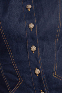 SLEEK CRAFT DENIM MINI DRESS