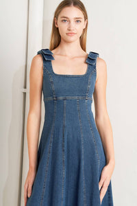 JUST MY TYPE DENIM MIDI DRESS