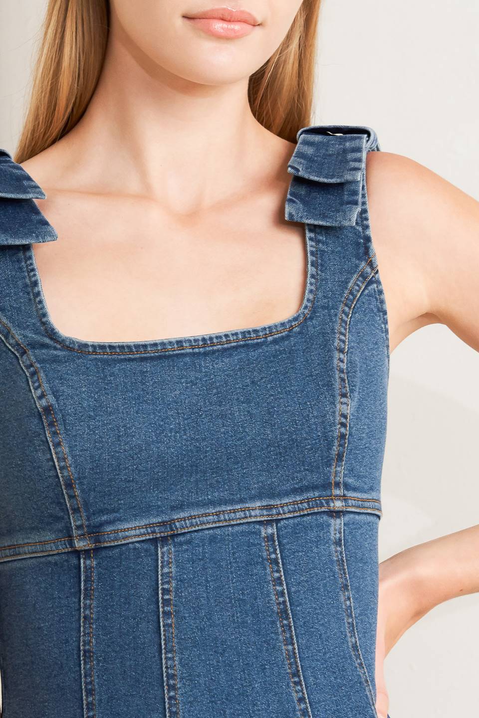 JUST MY TYPE DENIM MIDI DRESS