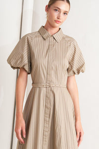 CLASSIC NEUTRAL WOVEN MIDI DRESS