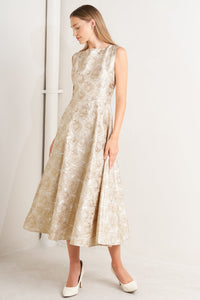 GILDED ROSE WOVEN MIDI DRESS