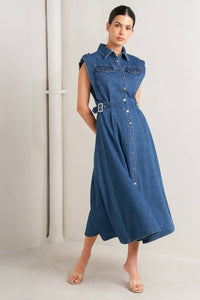 ICON VINTAGE DENIM MIDI DRESS