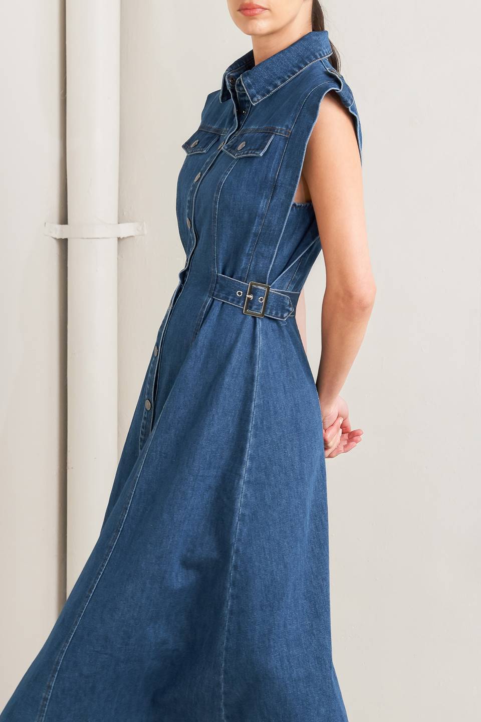 ICON VINTAGE DENIM MIDI DRESS