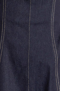 RAW ELEGANCE DENIM MIDI DRESS