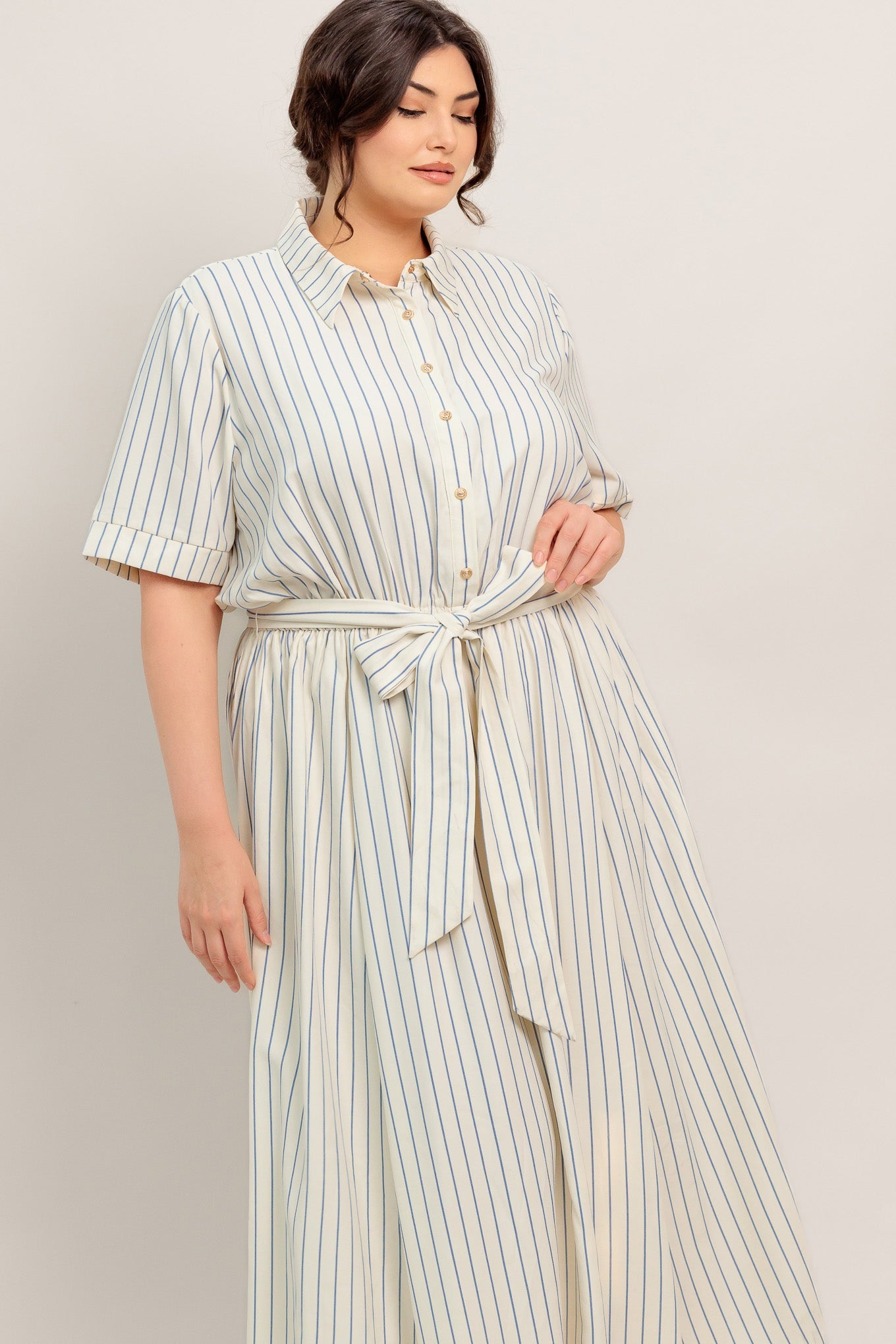 SUNDAY STRIPE WOVEN MIDI DRESS