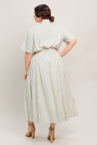 SUNDAY STRIPE WOVEN MIDI DRESS