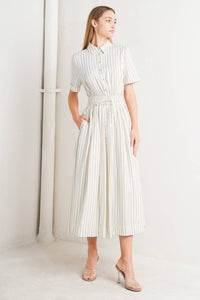 SUNDAY STRIPE WOVEN MIDI DRESS