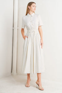 SUNDAY STRIPE WOVEN MIDI DRESS