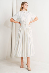 SUNDAY STRIPE WOVEN MIDI DRESS