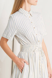 SUNDAY STRIPE WOVEN MIDI DRESS