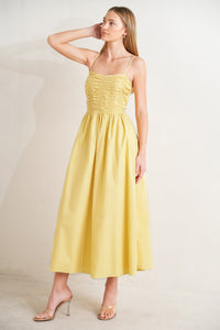 LEMON KISS WOVEN MIDI DRESS