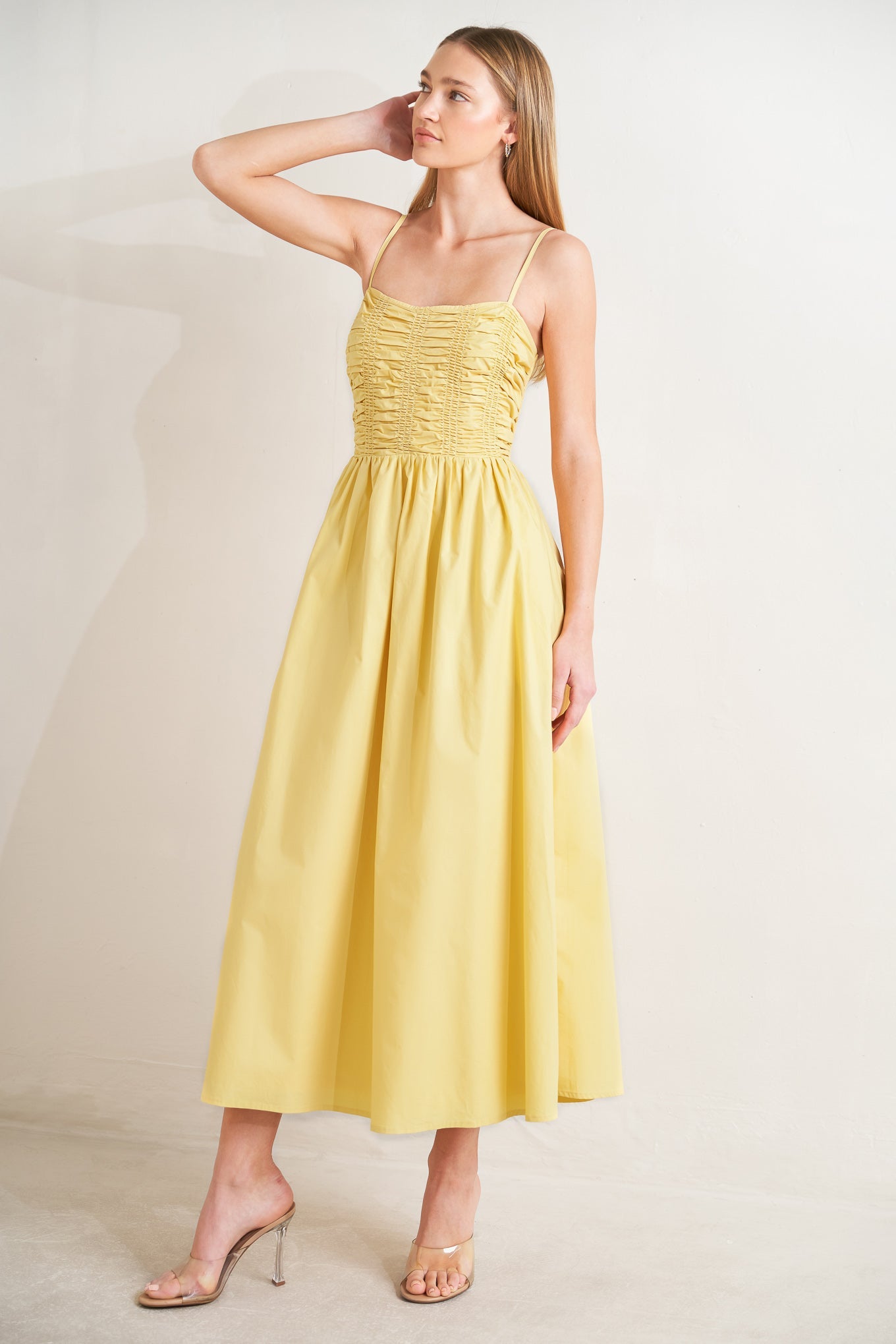 LEMON KISS WOVEN MIDI DRESS