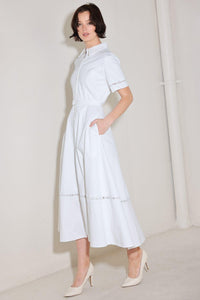 ELEGANT ENCOUNTER WOVEN MIDI DRESS