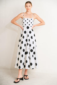 DOLCE VITA POLKA DOT WOVEN MIDI DRESS