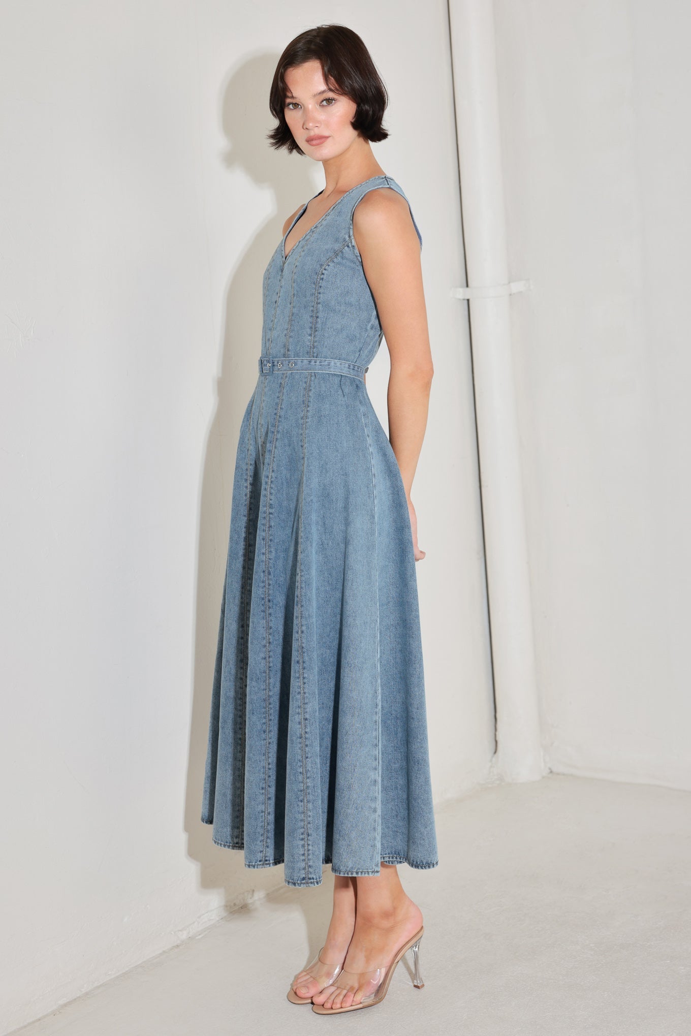 SIMPLY STUNNING DENIM MIDI DRESS