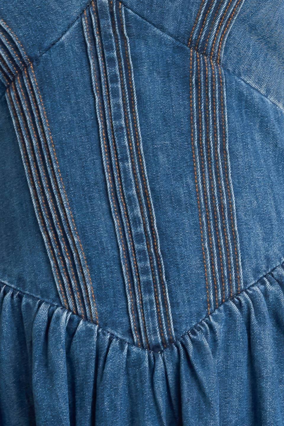 BLUE BALLET DENIM MIDI DRESS