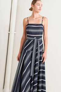 SWEET ESCAPE STRIPE WOVEN MIDI DRESS