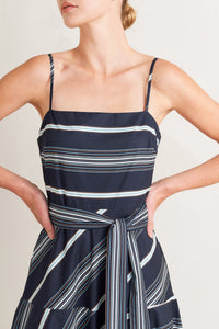 SWEET ESCAPE STRIPE WOVEN MIDI DRESS