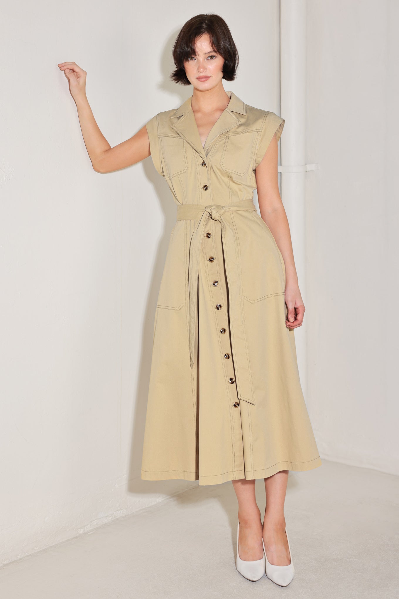 NATURAL INSTINCT WOVEN MIDI DRESS