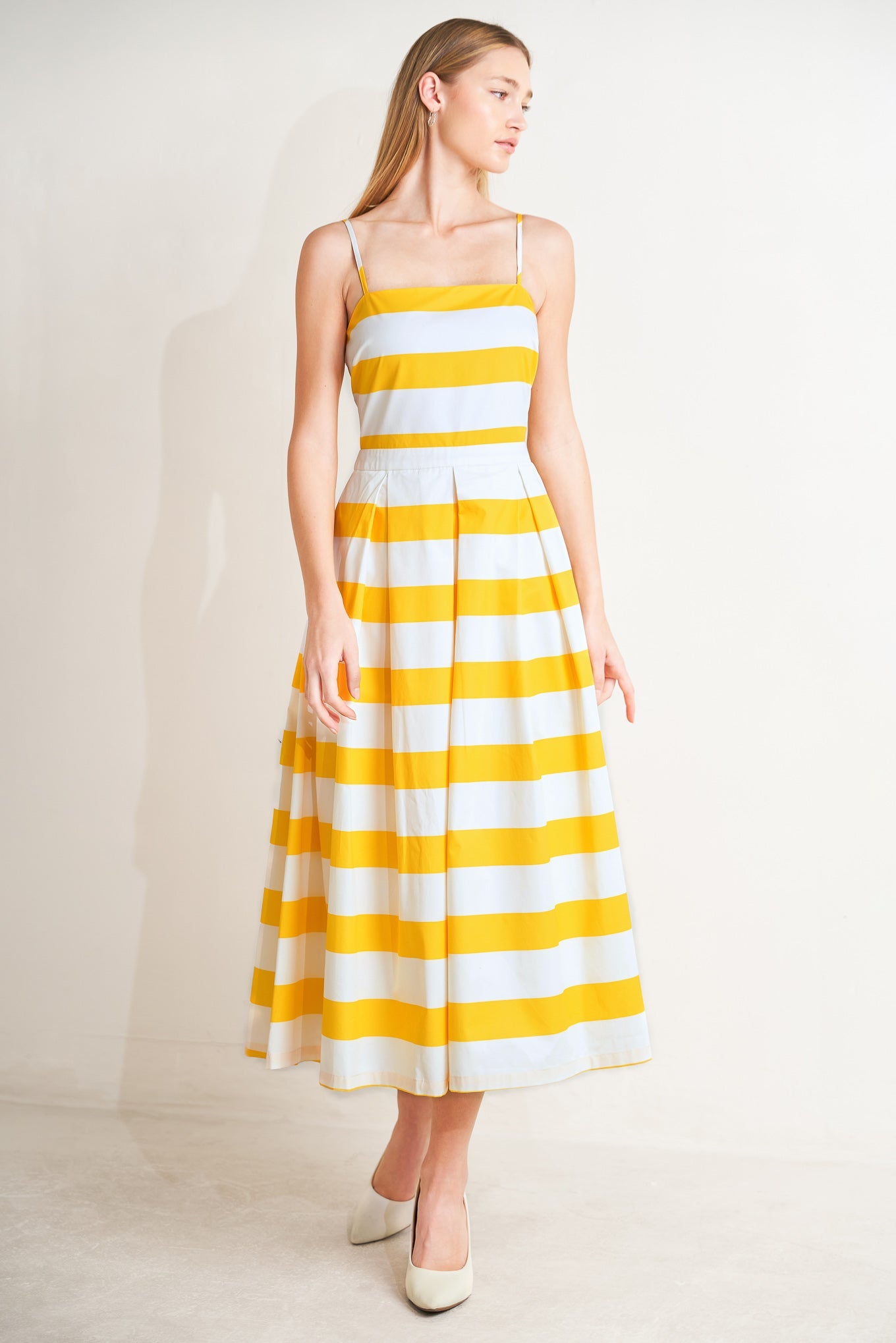 HONEY GLOW WOVEN MIDI DRESS