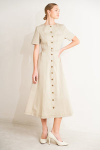 COMMAND THE ROOM WOVEN MIDI DRESS