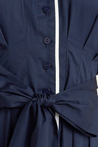 CATCH YOU LATER NAVY WOVEN MIDI DRESS