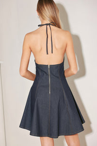 DARK WAVE DENIM MINI DRESS