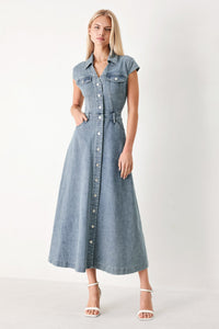 CLASSIC FLOW DENIM MIDI DRESS