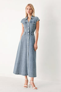 CLASSIC FLOW DENIM MIDI DRESS